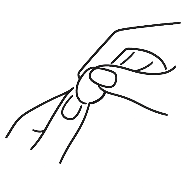 Line drawing of a hand holding a wine glass on a white background