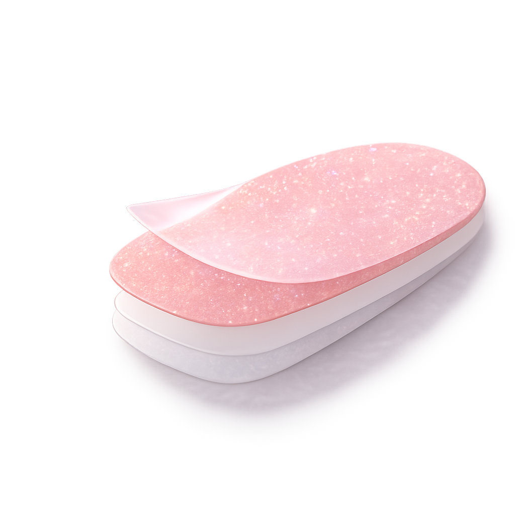 Pink and white shoe insole on a white background
